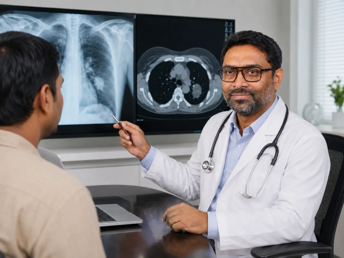 Lung cancer diagnosis and treatment planning by medical oncologist